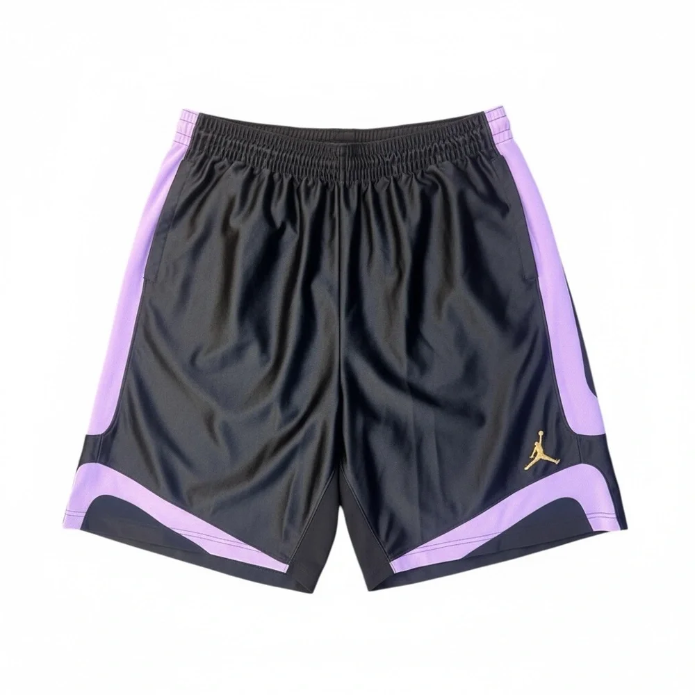 🟣 Jordan Jumpman Basketball Shorts Men’s‎ XL Black Purple Gold Logo